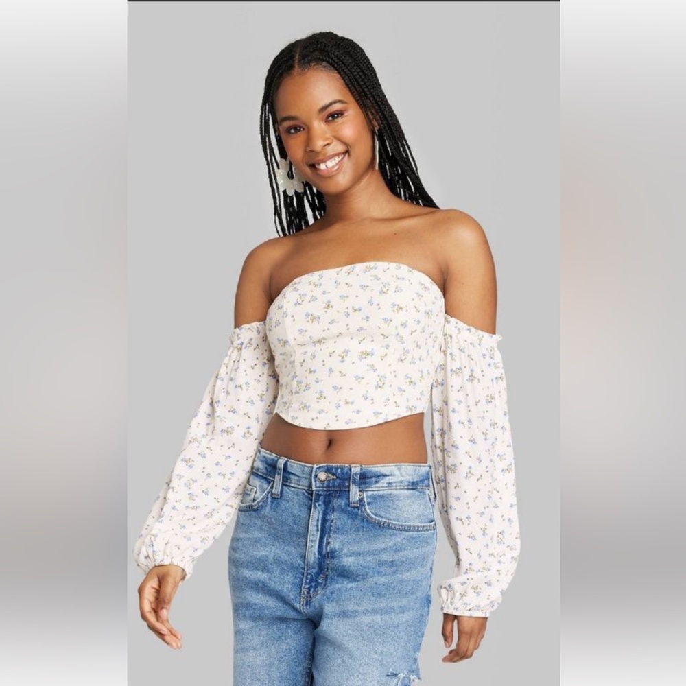 Wild Fable Off Shoulder Floral Crop Top. Women’s Sz-S Cottagecore | Feminine